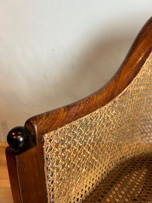 ANTIQUE REGENCY MAHOGANY BERGERE ARM CHAIR - ADDITIONAL PHOTO 6