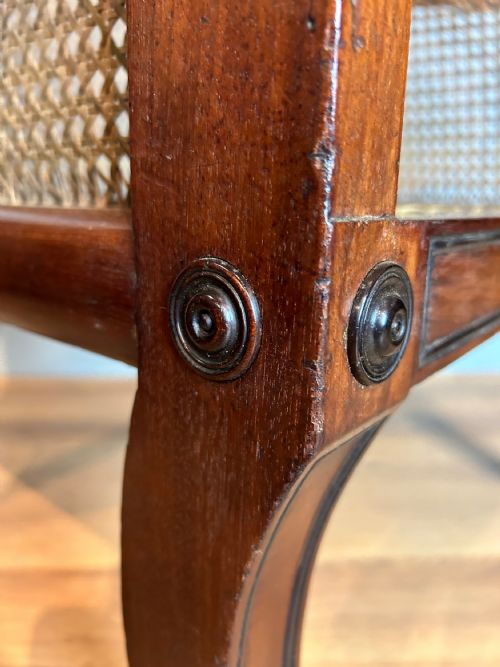 ANTIQUE REGENCY MAHOGANY BERGERE ARM CHAIR - ADDITIONAL PHOTO 7