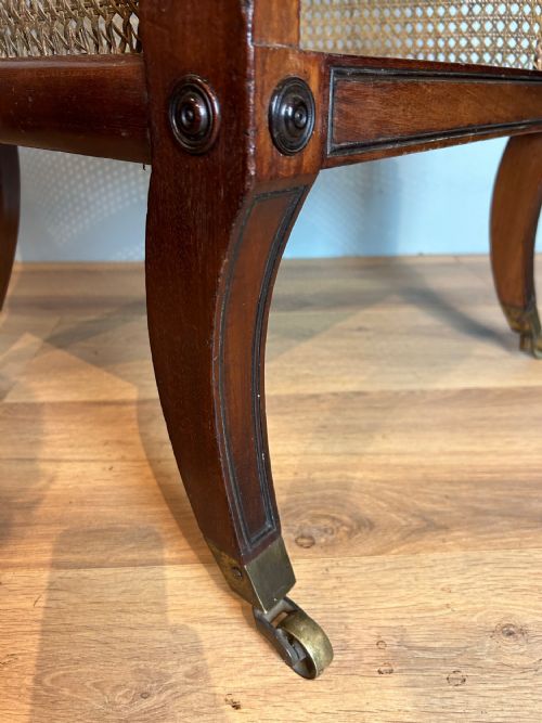 ANTIQUE REGENCY MAHOGANY BERGERE ARM CHAIR - ADDITIONAL PHOTO 8