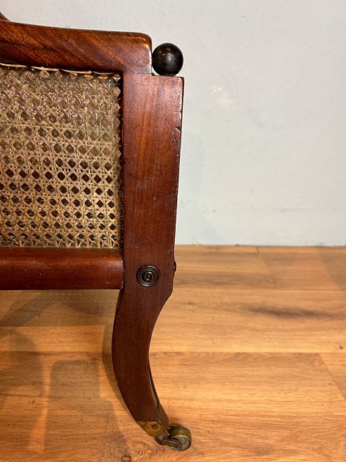 ANTIQUE REGENCY MAHOGANY BERGERE ARM CHAIR - ADDITIONAL PHOTO 11