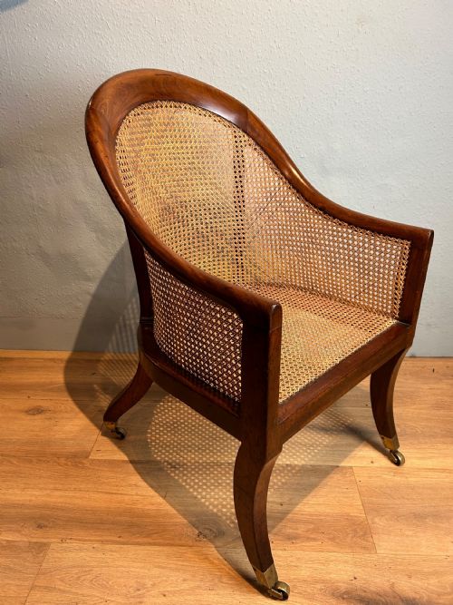 regency mahogany bergere arm chair - CATEGORY: ANTIQUE CHAIRS - DATED REGENCY