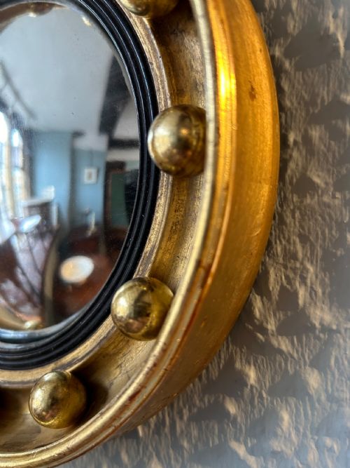 MINIATURE REGENCY GILT CONVEX MIRROR - ADDITIONAL PHOTO 1