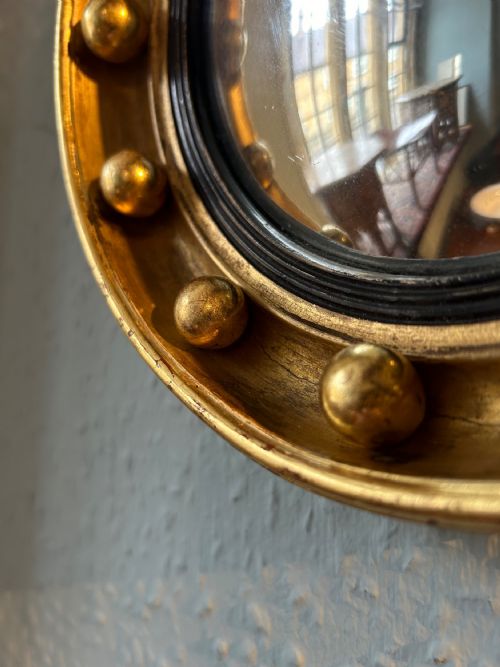 MINIATURE REGENCY GILT CONVEX MIRROR - ADDITIONAL PHOTO 3