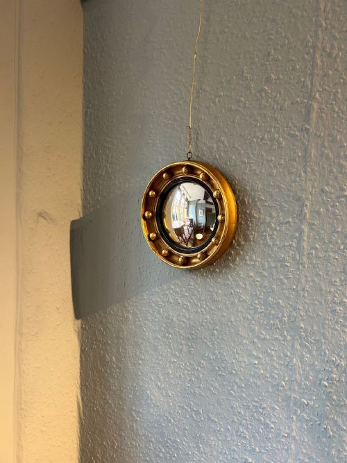miniature regency gilt convex mirror - CATEGORY: ANTIQUE MIRRORS - DATED REGENCY