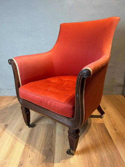 regency mahogany library arm chair - CATEGORY: ANTIQUE CHAIRS - DATED REGENCY
