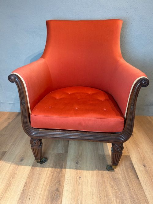 REGENCY MAHOGANY LIBRARY ARM CHAIR - ADDITIONAL PHOTO 5