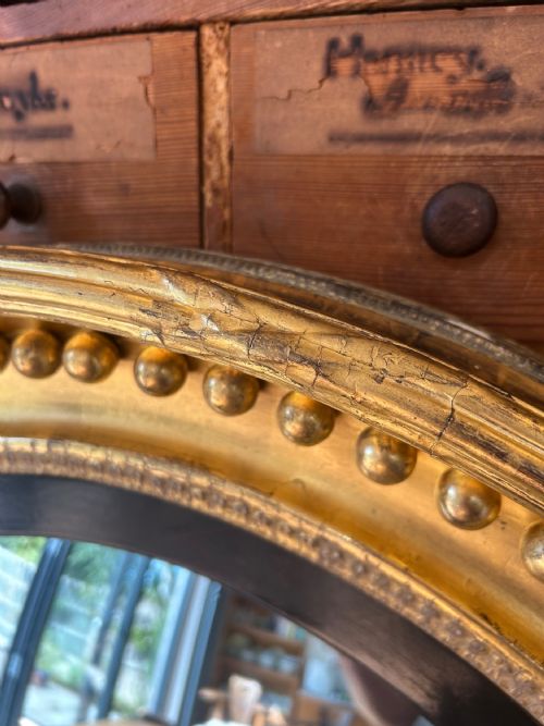 LARGE REGENCY GILT CONVEX MIRROR - ADDITIONAL PHOTO 3