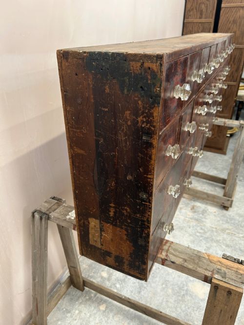 MAHOGANY APOTHECARY BANK OF DRAWERS - ADDITIONAL PHOTO 5