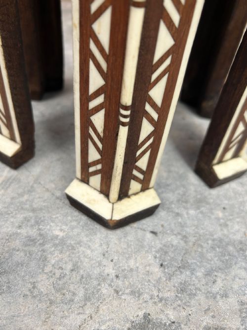SYRIAN BONE MOTHER OF PEARL HEXAGONAL TABLE - ADDITIONAL PHOTO 9