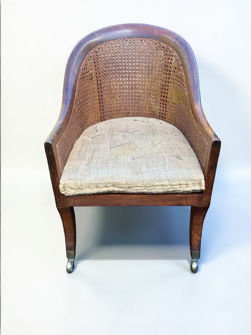 GILLOWS REGENCY MAHOGANY BERGERELIBRARY ARM CHAIR - ADDITIONAL PHOTO 2