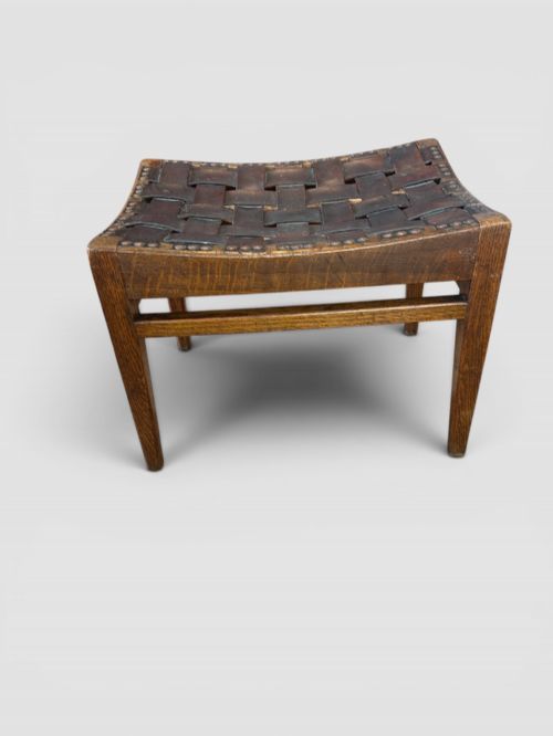 AUTHOR SIMPSON OF KENDAL ARTS CRAFTS OAK STOOL - ADDITIONAL PHOTO 1