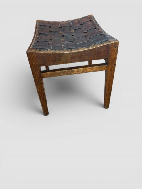 AUTHOR SIMPSON OF KENDAL ARTS CRAFTS OAK STOOL - ADDITIONAL PHOTO 2