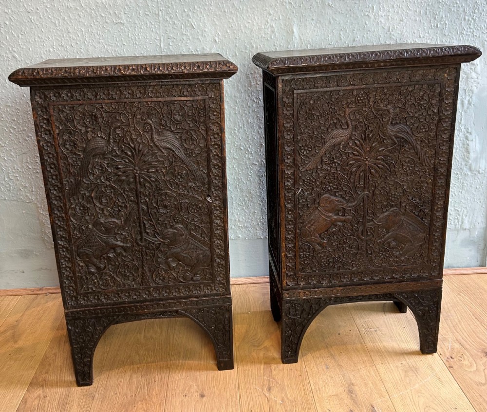 Antique Pair of Anglo Indian oak Bedside Cabinets 