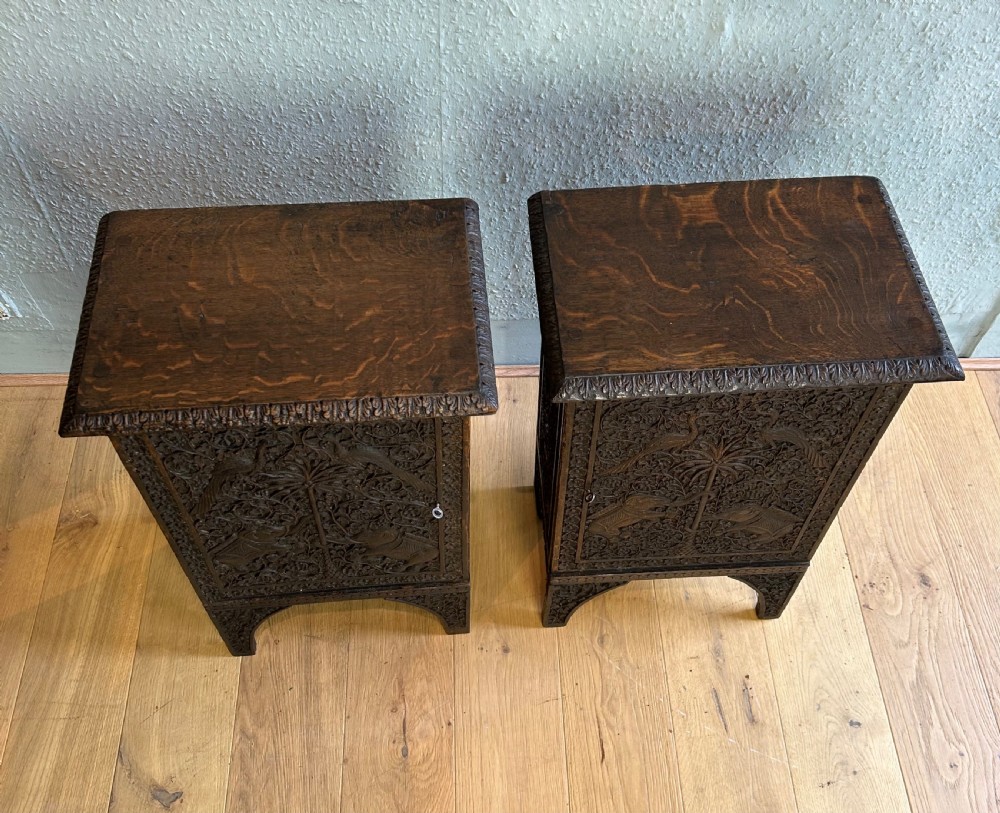 Antique Pair of Anglo Indian oak Bedside Cabinets  View III
