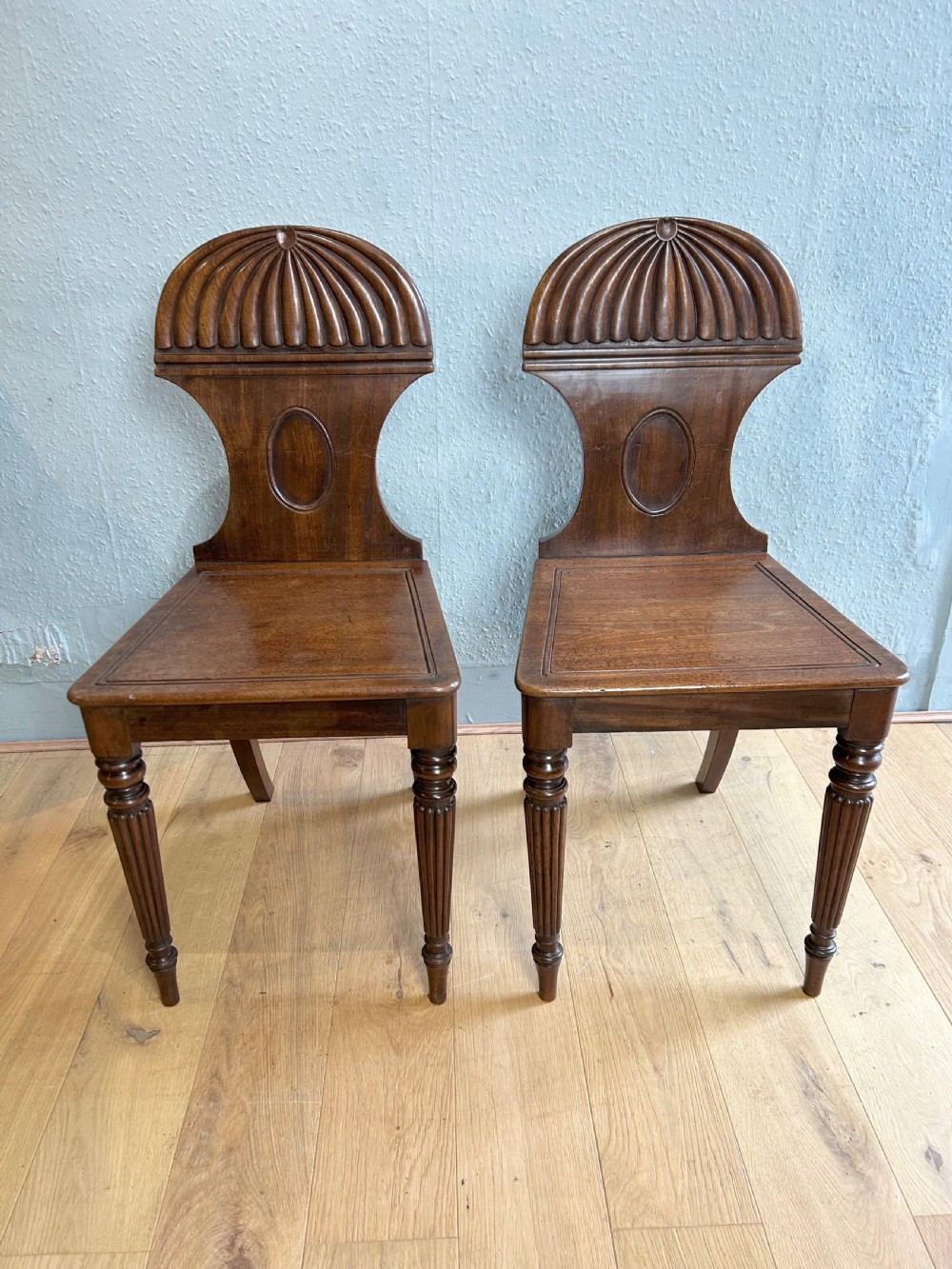 Pair of Regency Mahogany Gillows Hall Chairs 