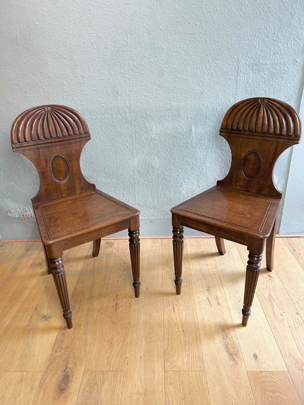 Pair of Regency Mahogany Gillows Hall Chairs  View II