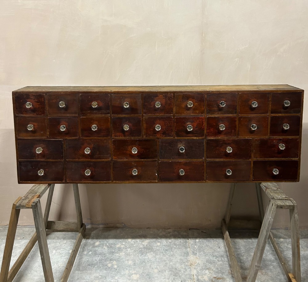  Mahogany Apothecary Bank of Drawers 