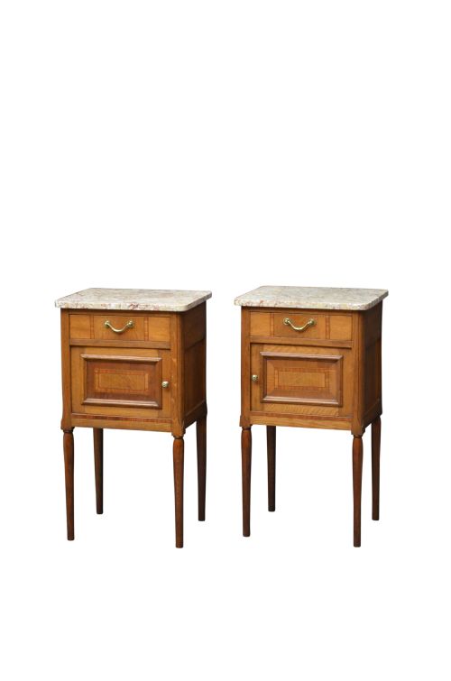 Pair of Turn of the Century Bedside Cabinets in Oak