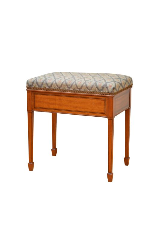 Fine Quality Edwardian Dressing Table Stool in Satinwood