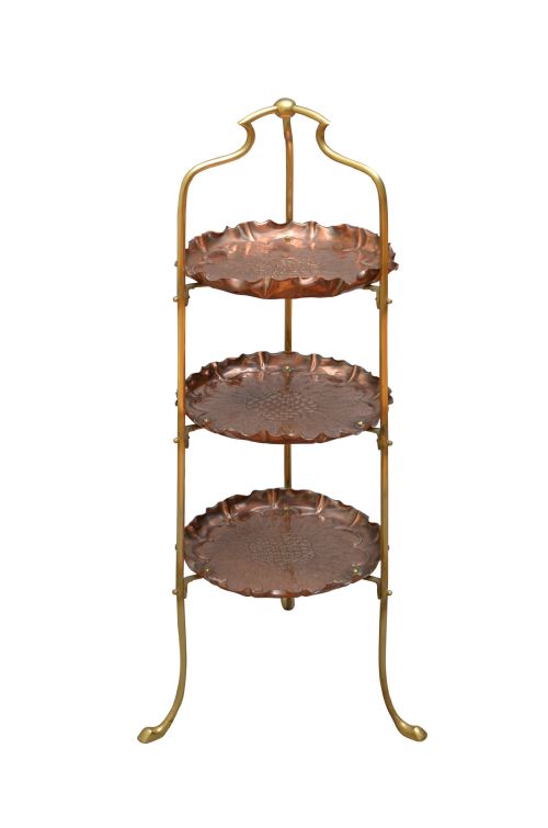 Rare Edwardian Copper and Brass Cake Stand