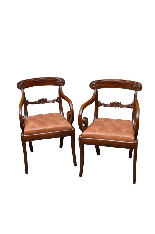 Pair of William IV Mahogany Carver Chairs Desk Chair Office Chair