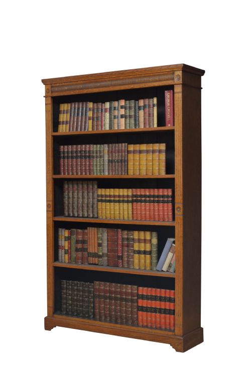 Victorian Oak Open Bookcase by Jas. Shoolbred