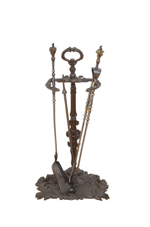 Art Nouveau Fire Tools Stand with Tools