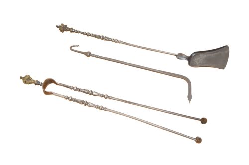 19th Century Polished Steel Fire Irons