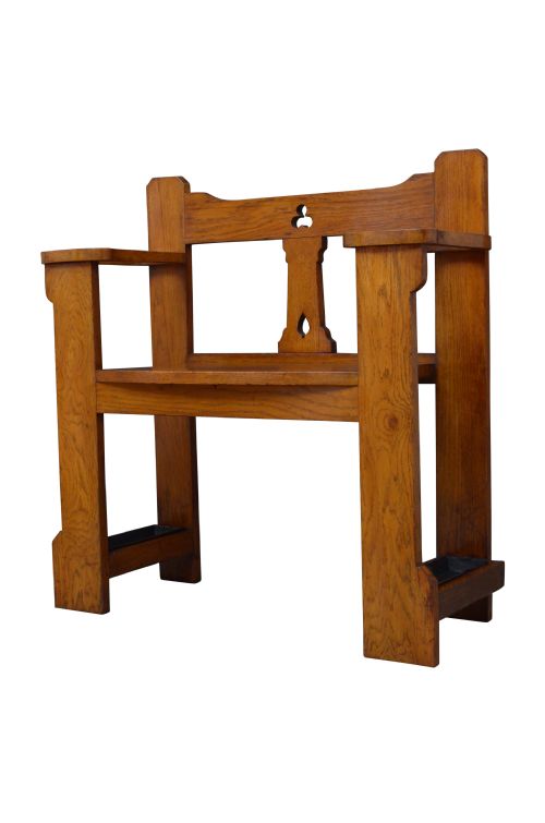 Stylish Arts and Crafts Oak Bench of Narrow Proportions