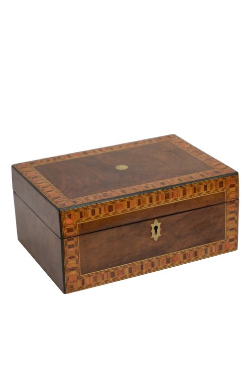 Victorian Walnut and Inlaid Box with Tray