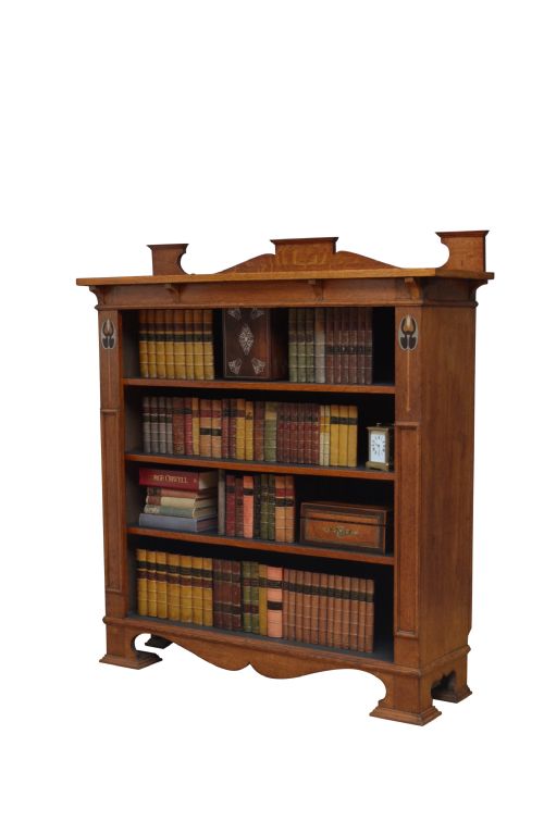 Stylish Arts and Crafts Open Bookcase in Solid Oak