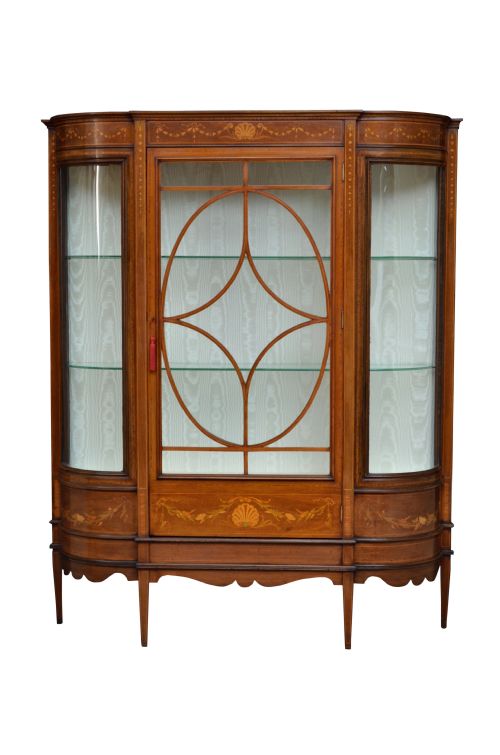 Large Edwardian Mahogany and Inlaid Display Cabinet
