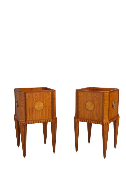 Pair of Edwardian Satinwood Planters