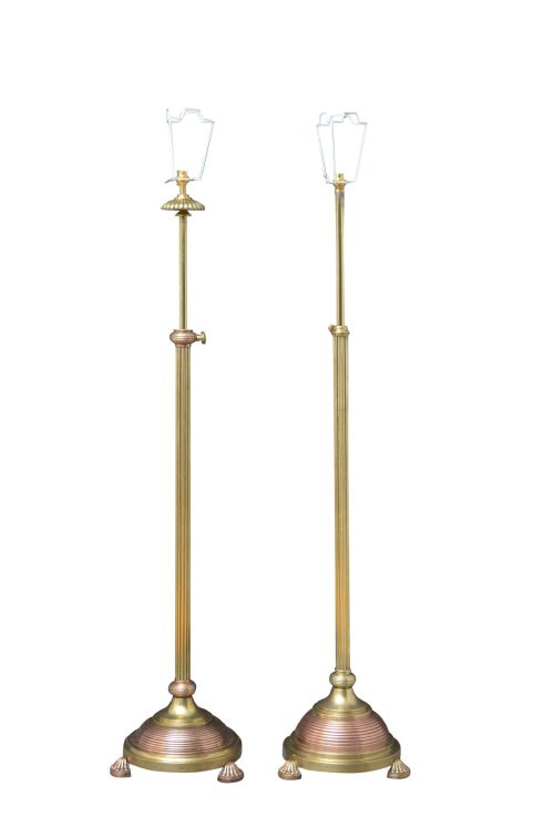 fig 1. Matched Pair of Edwardian Copper and Brass Floor Standard Lamps