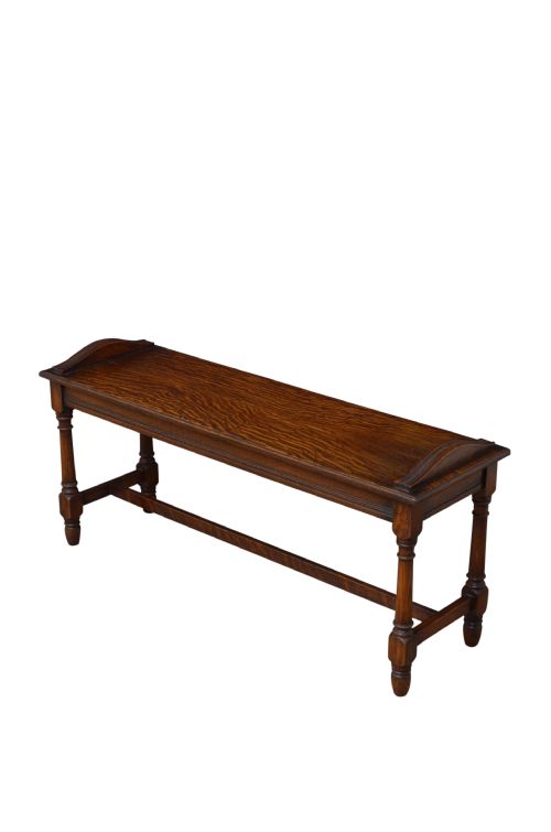 Early Xxth Century Solid Oak Hall Bench