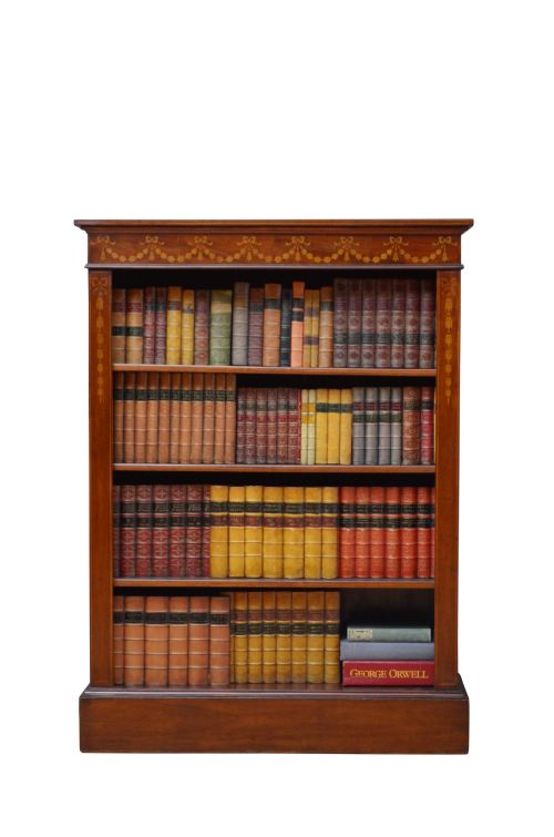 Edwardian Mahogany and Inlaid Open Bookcase