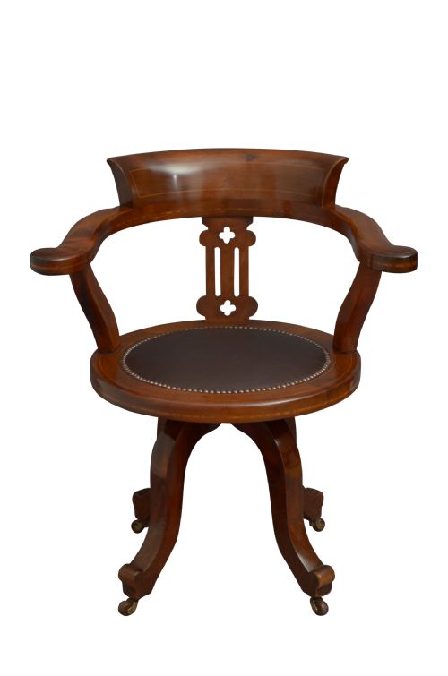 Late Victorian Mahogany and Inlaid Office Chair Desk Chair