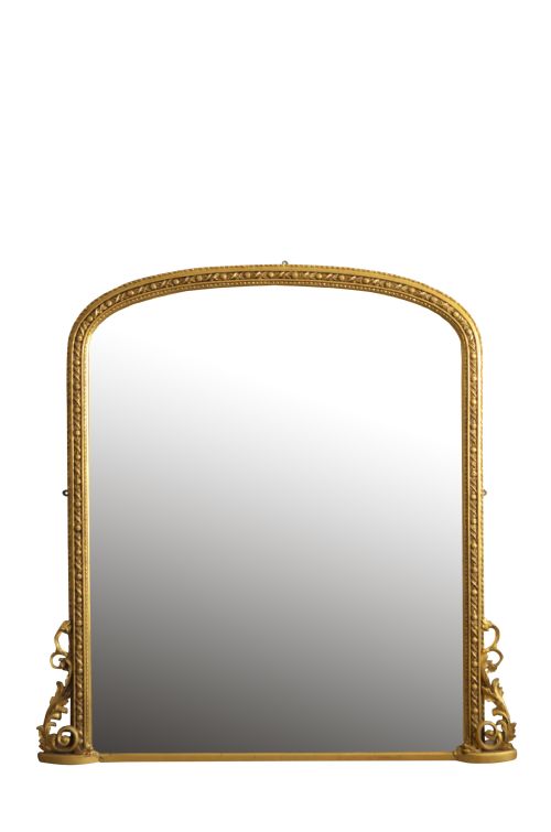 Large 19th Century Gilt Overmantle Mirror H159cm