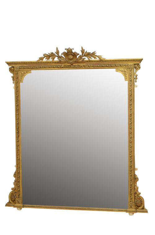 A Large English Giltwood Overmantle Mirror H161cm