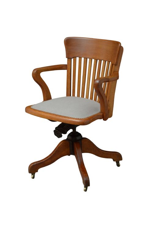 Early Xxth Century Solid Oak Swivel Office Chair Desk Chair