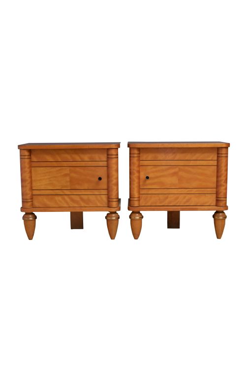 Pair of French Art Deco Low Bedside Cabinets