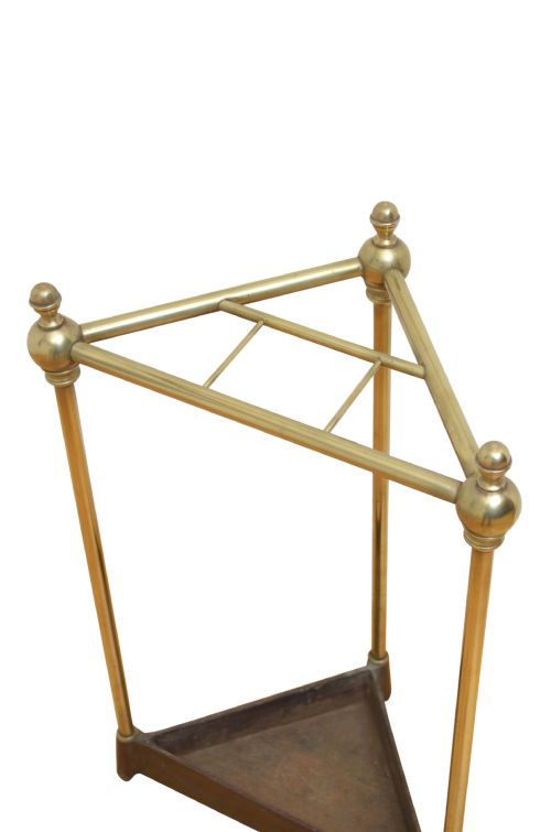 Late 19th Century Corner Stick Stand Umbrella Stand in Brass
