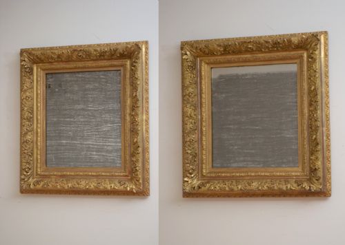 Pair of Antique Gilded Wall Mirrors H71cm