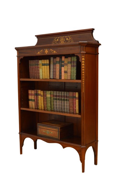 Edwardian Mahogany and Inlaid Open Bookcase