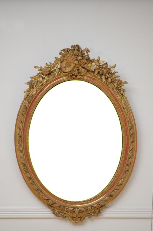 19th Century French Gilt Wall Mirror H119cm