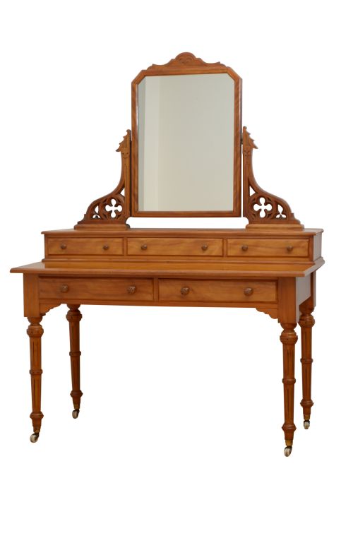 English Victorian Satin Birch Dressing Table