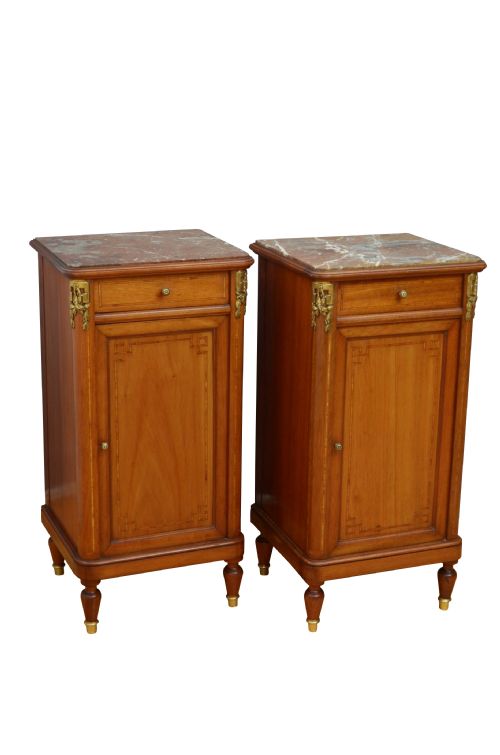 Pair of Turn of the Century Bedside Cabinets in Mahogany
