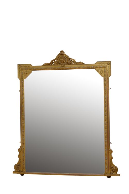 VICTORIAN ENGLISH GILDED OVERMANTEL MIRROR H151CM