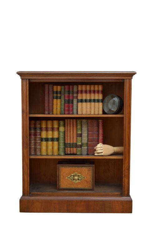 Low Victorian Open Bookcase in Walnut
