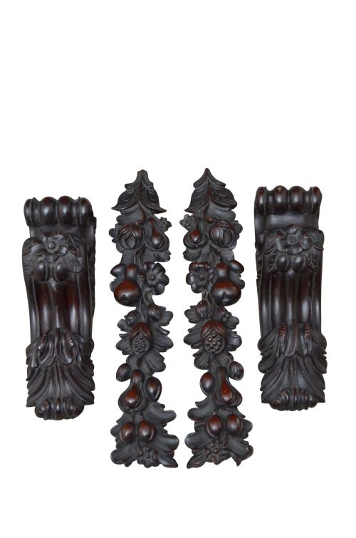 PAIR OF ANTIQUE MAHOGANY CARVINGS CORBELS PANELS